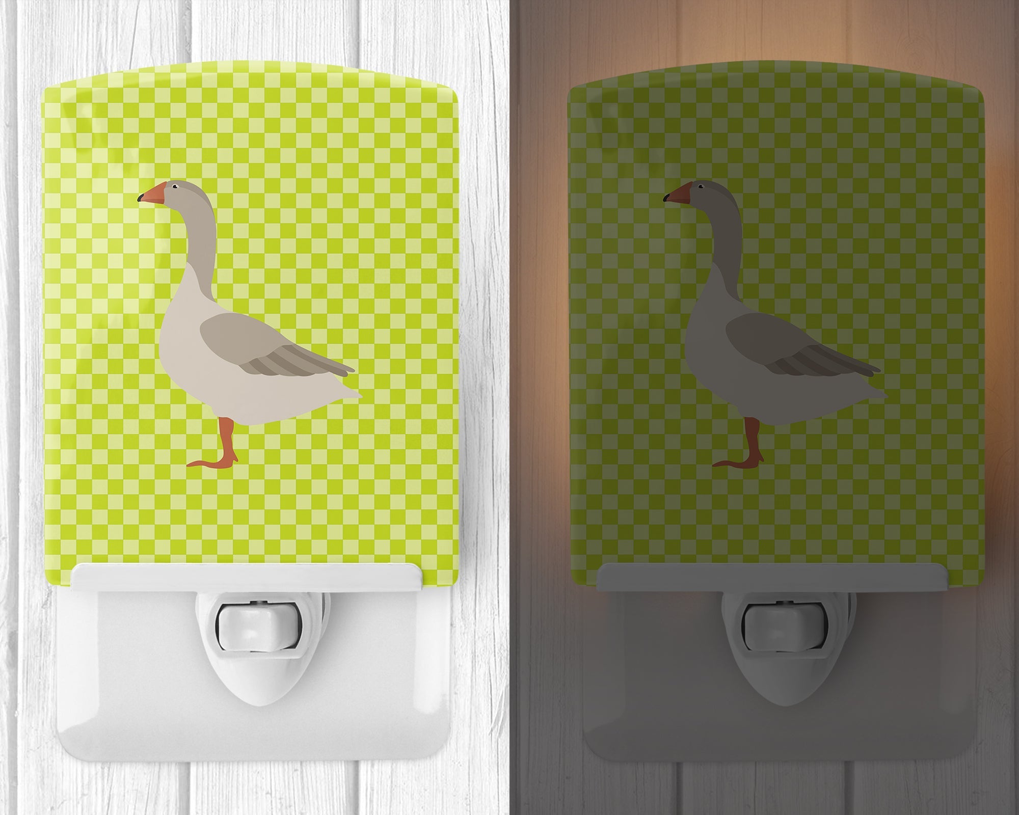 Steinbacher Goose Green Ceramic Night Light Compact, UL-Certified, Ideal for Bedroom, Bathroom, Nursery, Hallway, Kitchen, 6x4x3, Multicolor