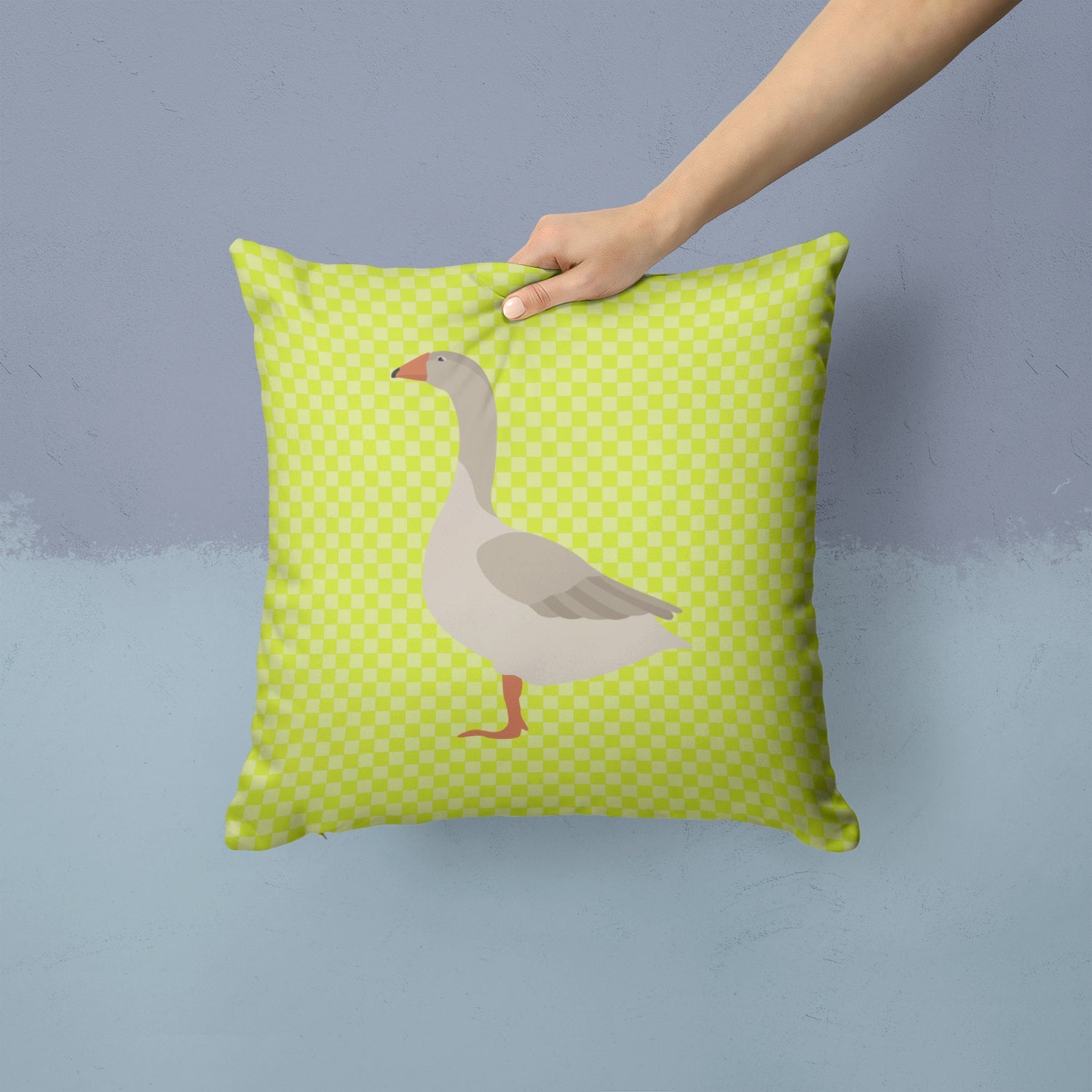 Steinbacher Goose Green Decorative Throw Pillow 14x14 Indoor Outdoor Accent Cushion, Fabric Cover with Insert for Sofa, Bed, Porch & Living Room