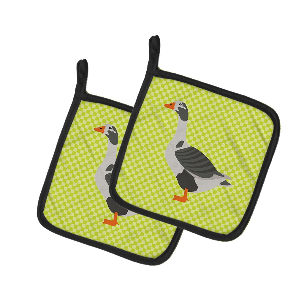 West of England Goose Green Pot Holder Set of 2 Heat Resistant Quilted Hot Pads 7.5 x 7.5 Inch, Insulated Kitchen Trivets for Cooking & Baking
