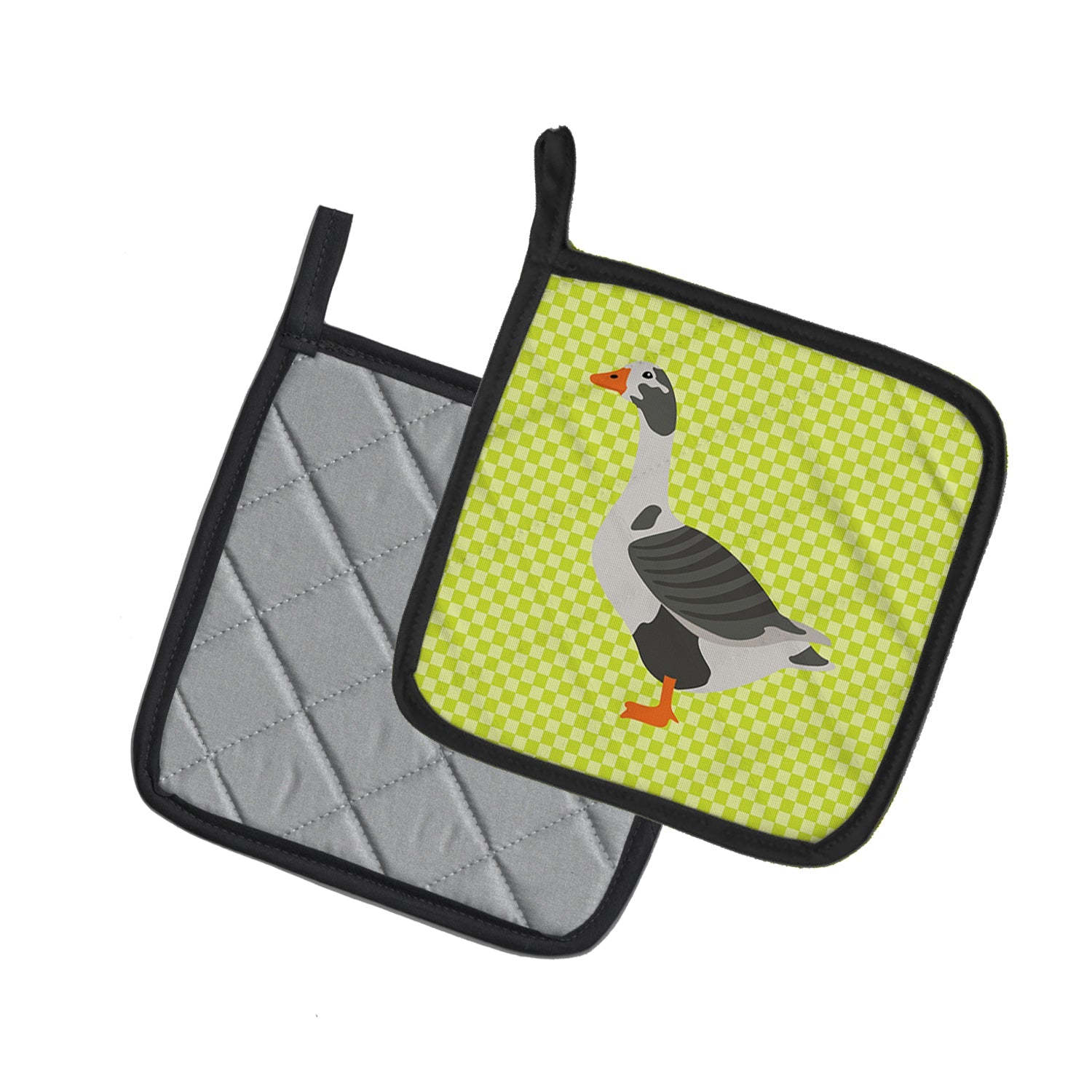 West of England Goose Green Pot Holder Set of 2 Heat Resistant Quilted Hot Pads 7.5 x 7.5 Inch, Insulated Kitchen Trivets for Cooking & Baking