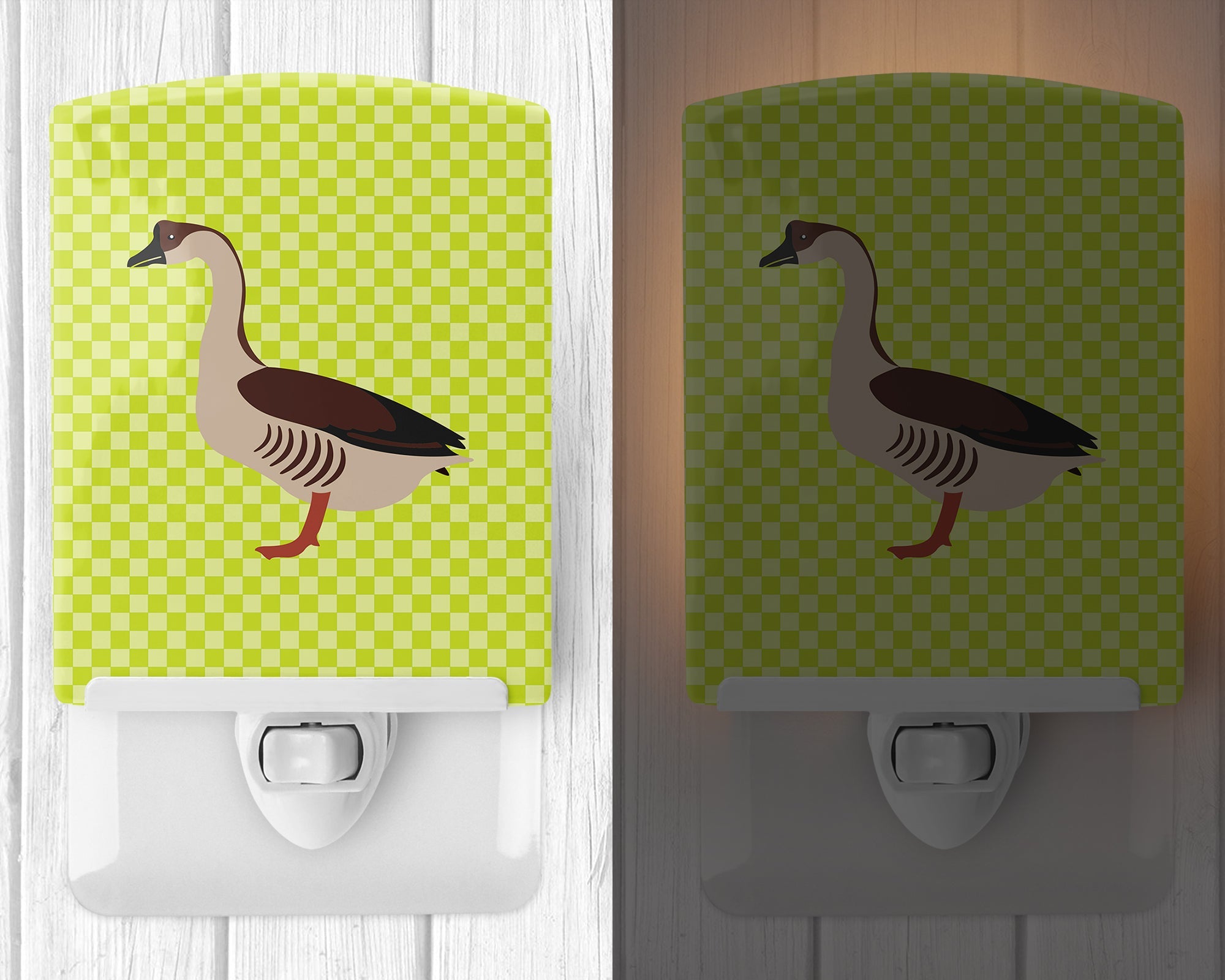 Chinese Goose Green Ceramic Night Light Compact, UL-Certified, Ideal for Bedroom, Bathroom, Nursery, Hallway, Kitchen, 6x4x3, Multicolor