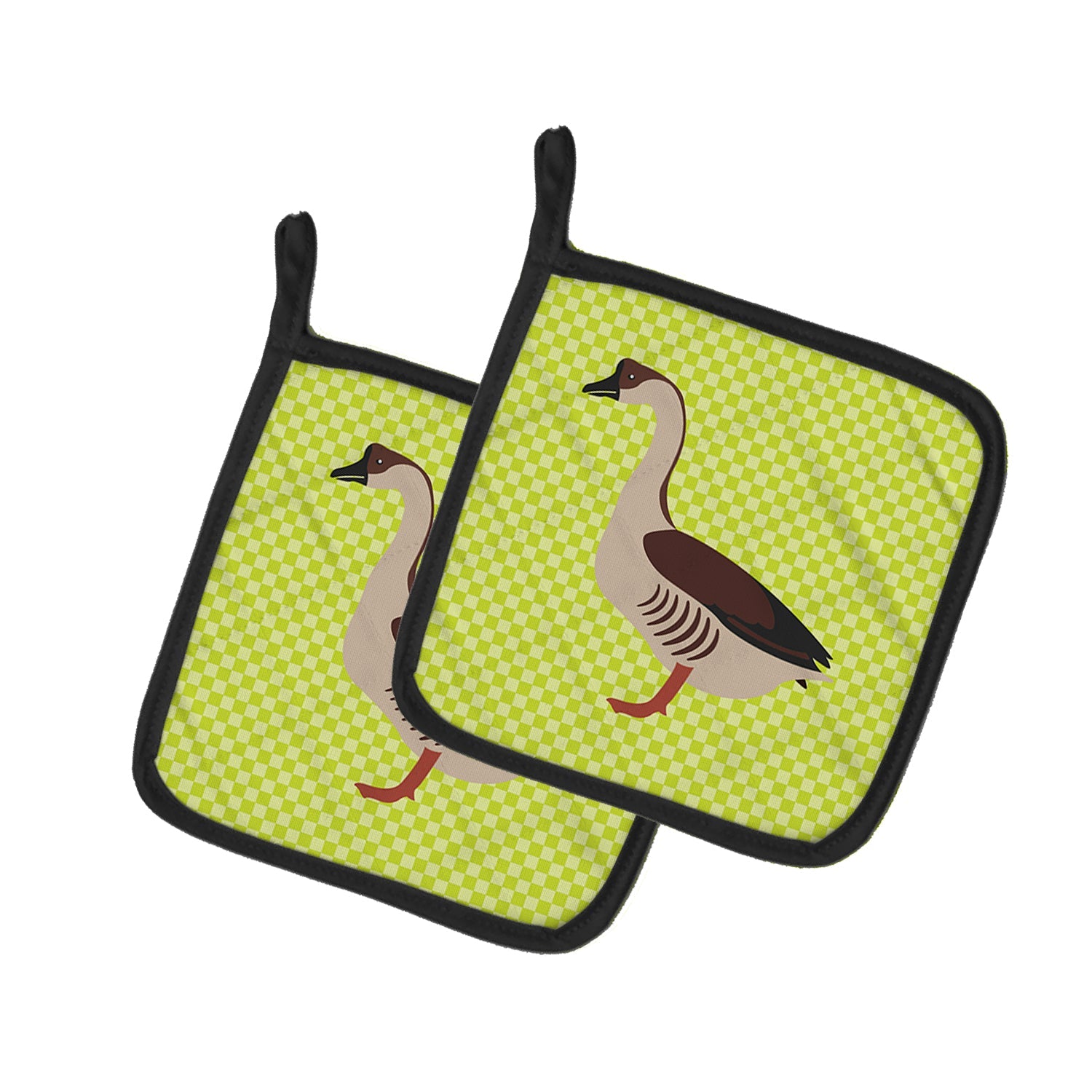 Chinese Goose Green Pot Holder Set of 2 Heat Resistant Quilted Hot Pads 7.5 x 7.5 Inch, Insulated Kitchen Trivets for Cooking & Baking