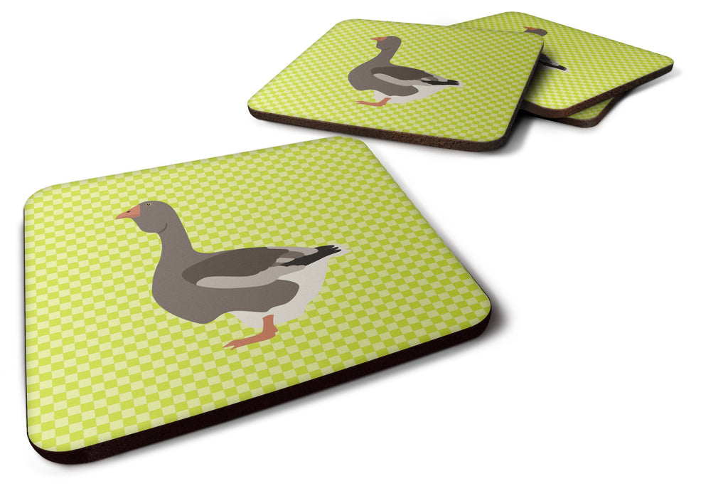 Toulouse Goose Green Foam Coasters Set of 4 Cup Coasters for Indoor Outdoor, Tabletop Protection, Anti Slip, Mouse pad Material