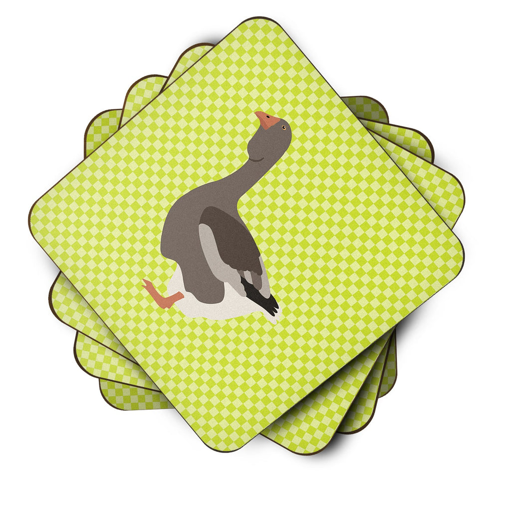Toulouse Goose Green Foam Coasters Set of 4 Cup Coasters for Indoor Outdoor, Tabletop Protection, Anti Slip, Mouse pad Material