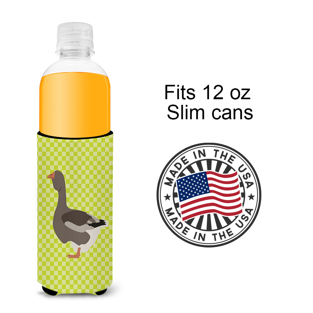 Toulouse Goose Green Slim Can Hugger , Insulated Foam Hugger for 12 oz Slim Cans, Beer Bottles & Water Bottles, Printed in USA