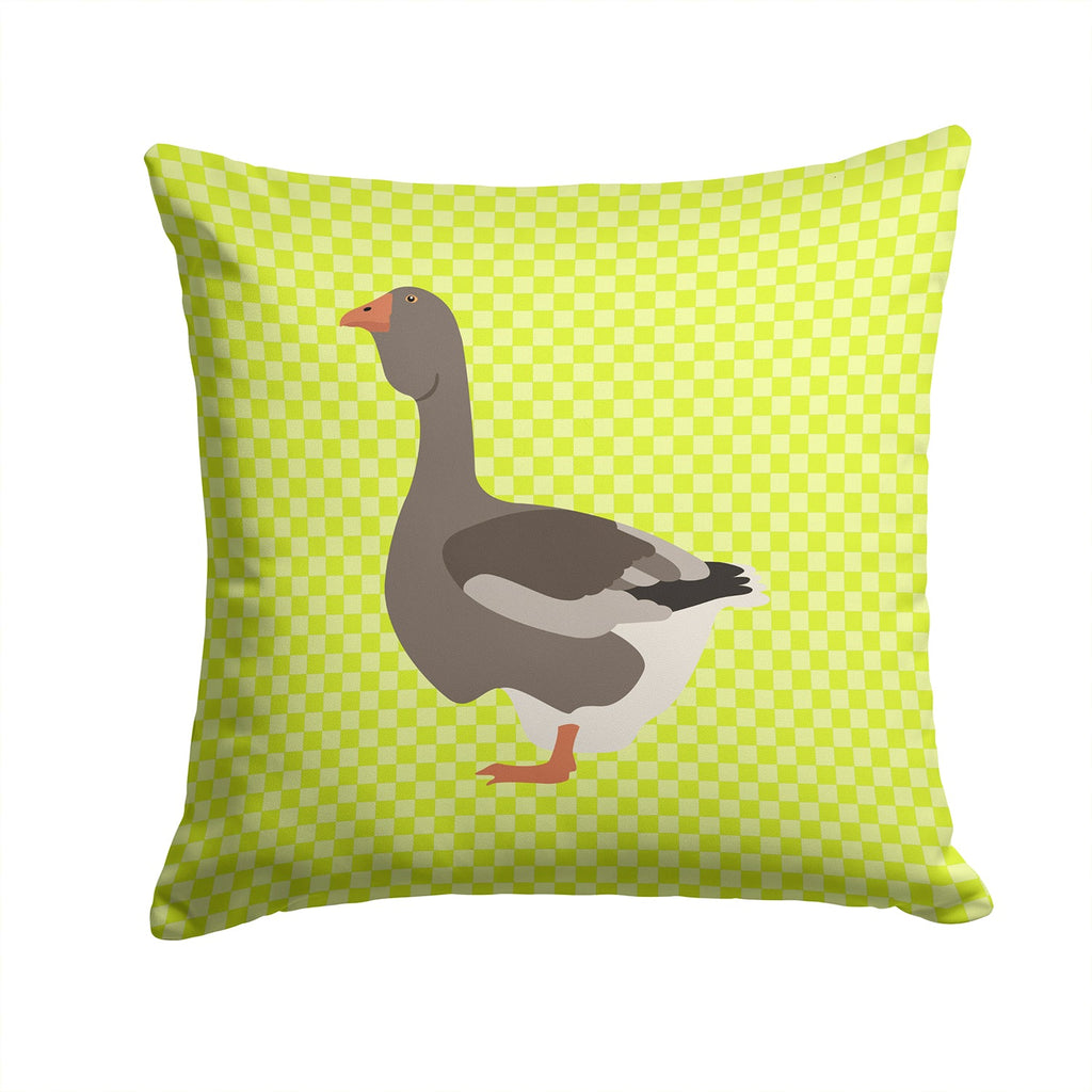 Toulouse Goose Green Decorative Throw Pillow 14x14 Indoor Outdoor Accent Cushion, Fabric Cover with Insert for Sofa, Bed, Porch & Living Room