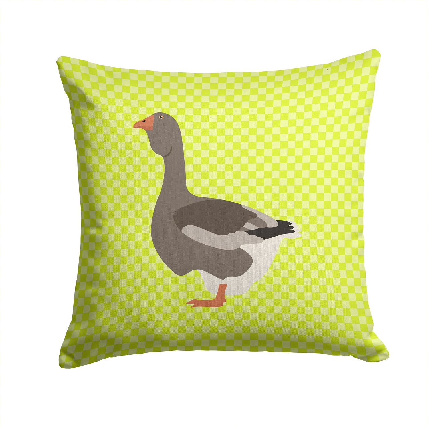 Toulouse Goose Green Decorative Throw Pillow 14x14 Indoor Outdoor Accent Cushion, Fabric Cover with Insert for Sofa, Bed, Porch & Living Room