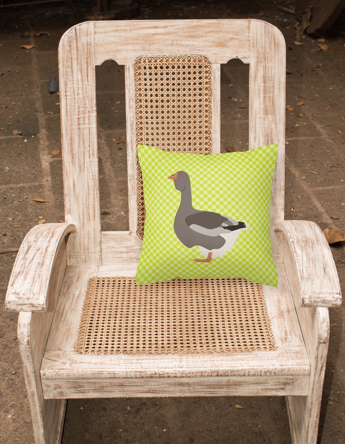 Toulouse Goose Green Decorative Throw Pillow 18x18 Indoor Outdoor Accent Cushion, Fabric Cover with Insert for Sofa, Bed, Porch & Living Room