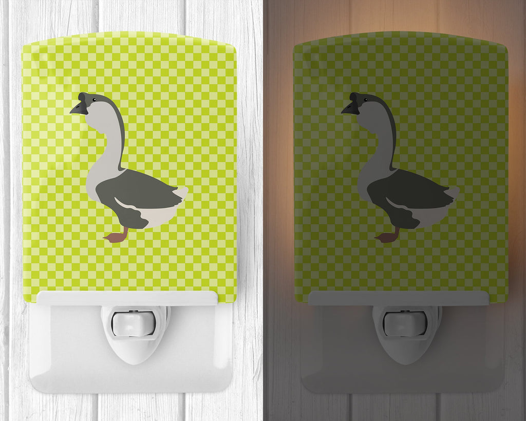 African Goose Green Ceramic Night Light Compact, UL-Certified, Ideal for Bedroom, Bathroom, Nursery, Hallway, Kitchen, 6x4x3, Multicolor