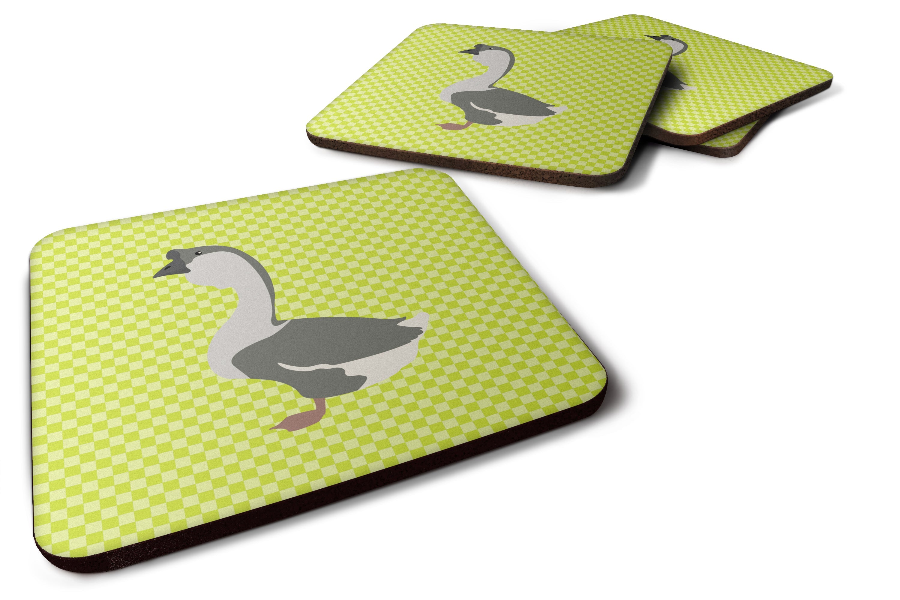 African Goose Green Foam Coasters Set of 4 Cup Coasters for Indoor Outdoor, Tabletop Protection, Anti Slip, Mouse pad Material