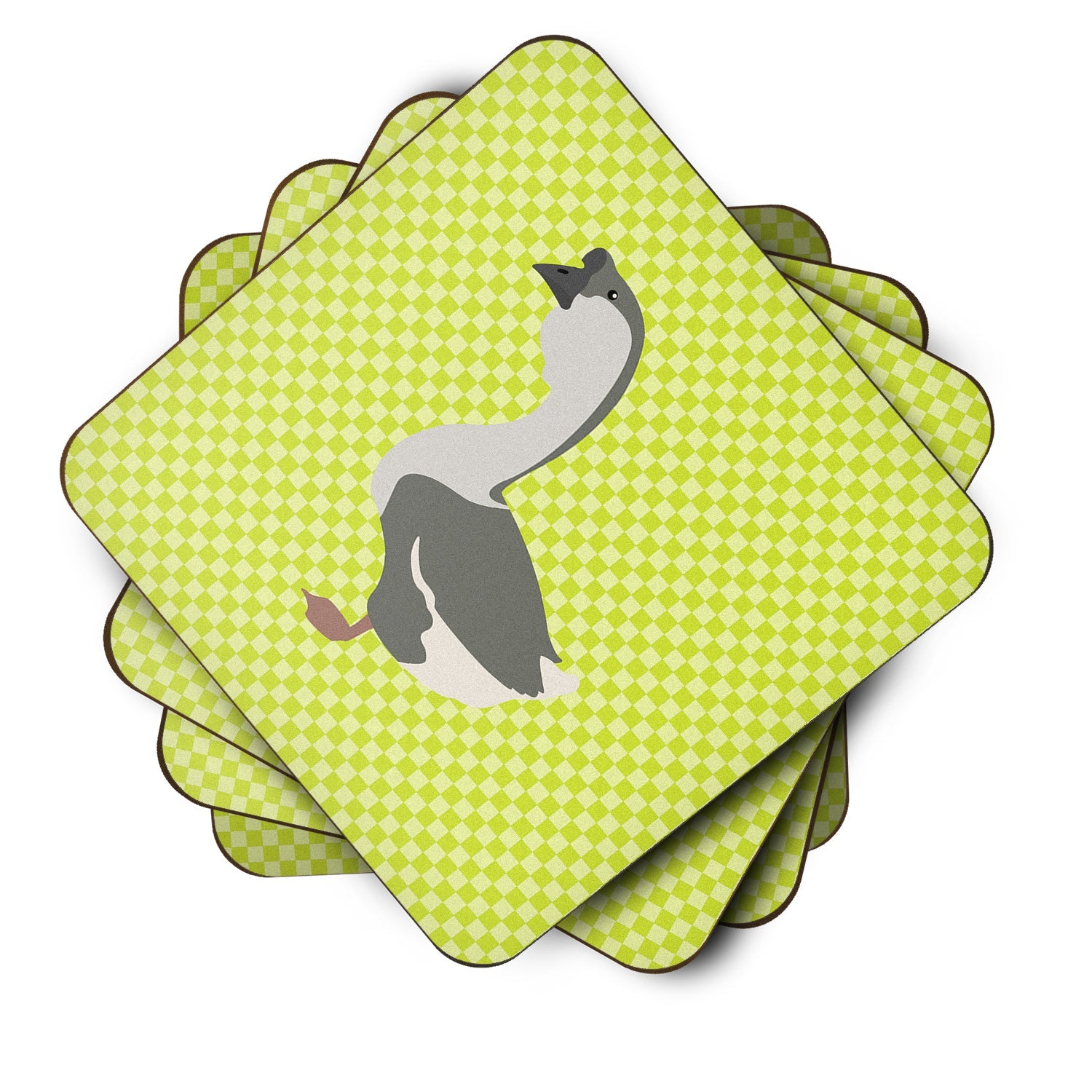 African Goose Green Foam Coasters Set of 4 Cup Coasters for Indoor Outdoor, Tabletop Protection, Anti Slip, Mouse pad Material