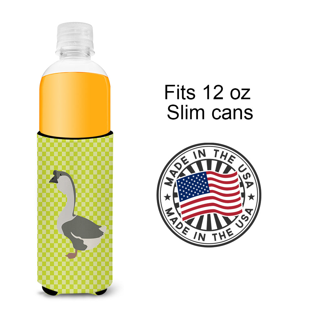 African Goose Green Slim Can Hugger , Insulated Foam Hugger for 12 oz Slim Cans, Beer Bottles & Water Bottles, Printed in USA