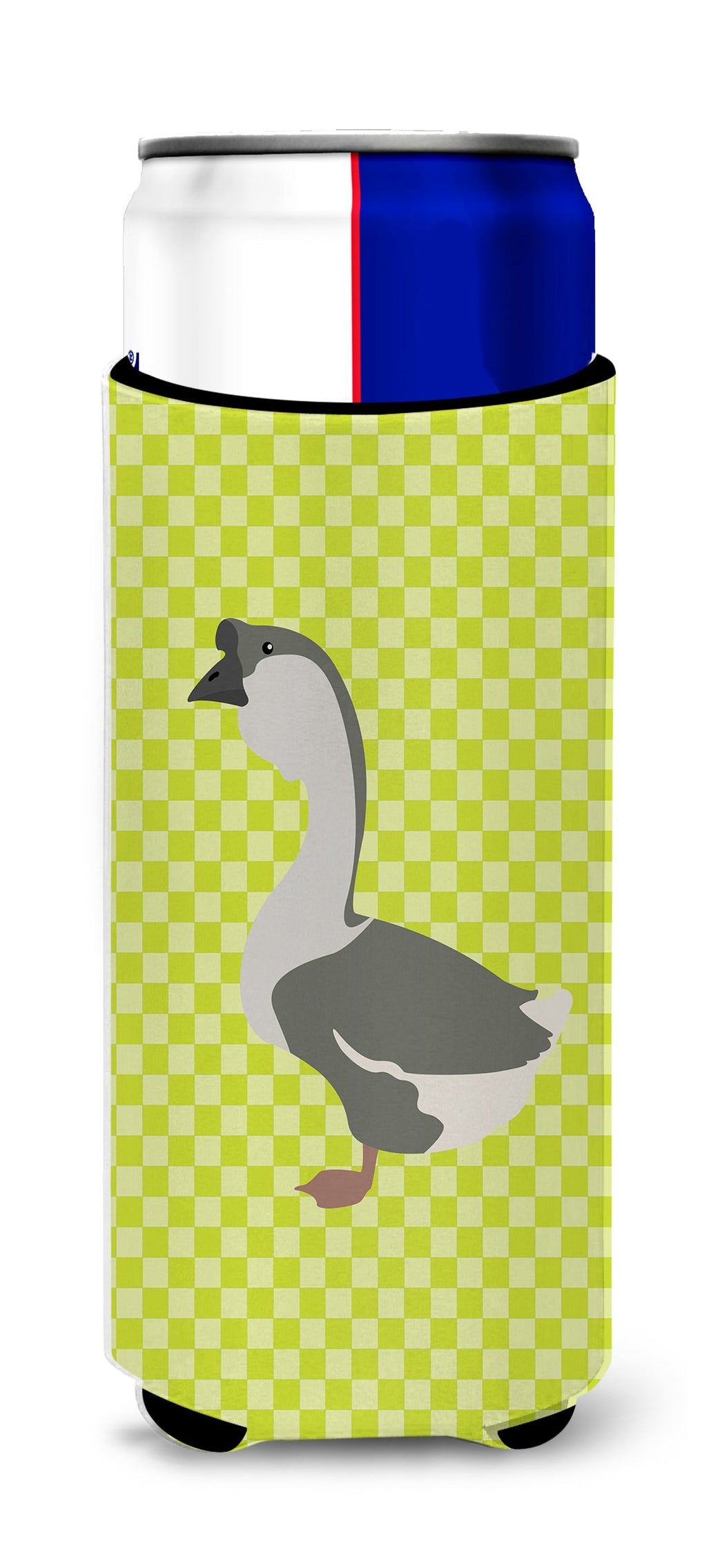 African Goose Green Slim Can Hugger , Insulated Foam Hugger for 12 oz Slim Cans, Beer Bottles & Water Bottles, Printed in USA