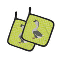 African Goose Green Pot Holder Set of 2 Heat Resistant Quilted Hot Pads 7.5 x 7.5 Inch, Insulated Kitchen Trivets for Cooking & Baking