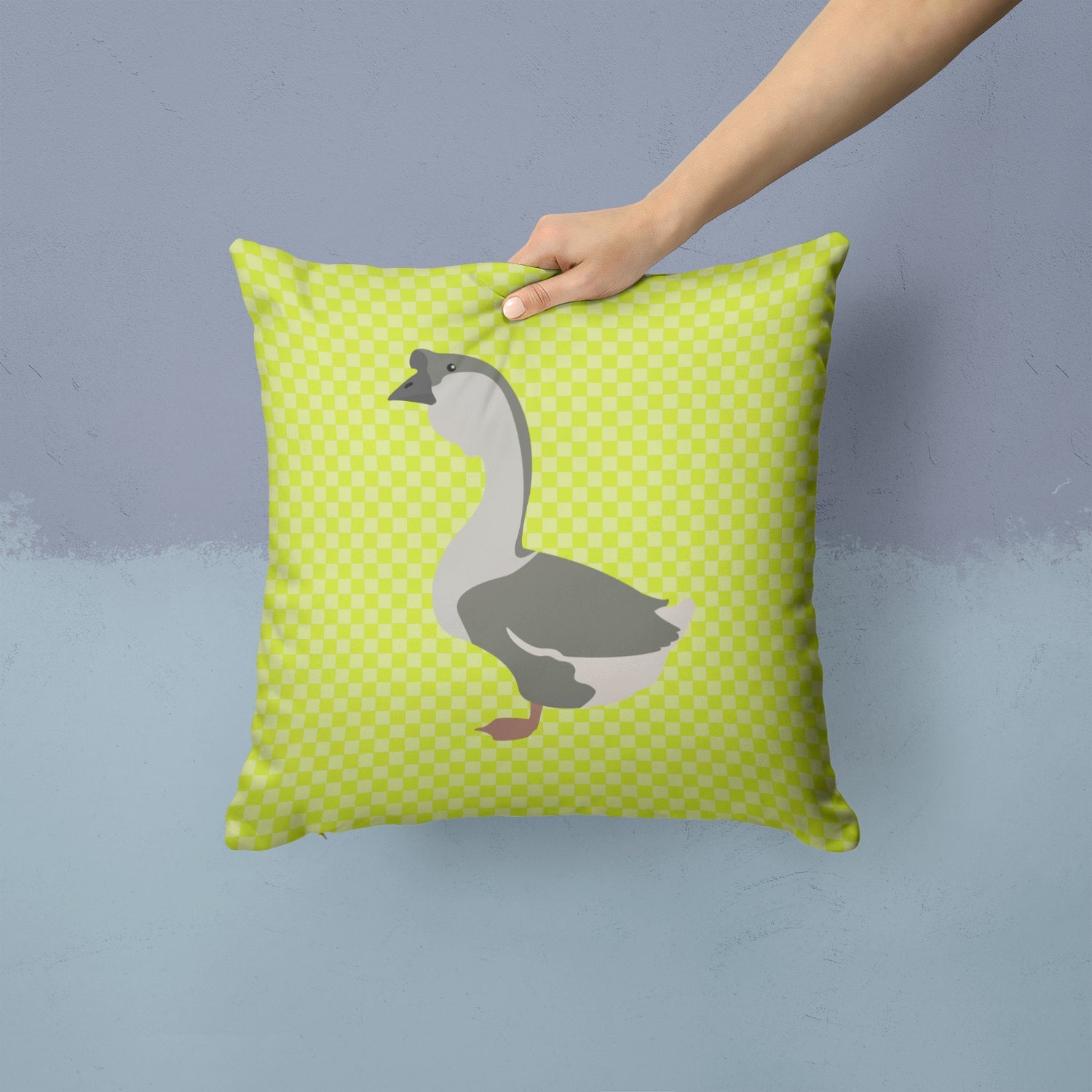 African Goose Green Decorative Throw Pillow 14x14 Indoor Outdoor Accent Cushion, Fabric Cover with Insert for Sofa, Bed, Porch & Living Room