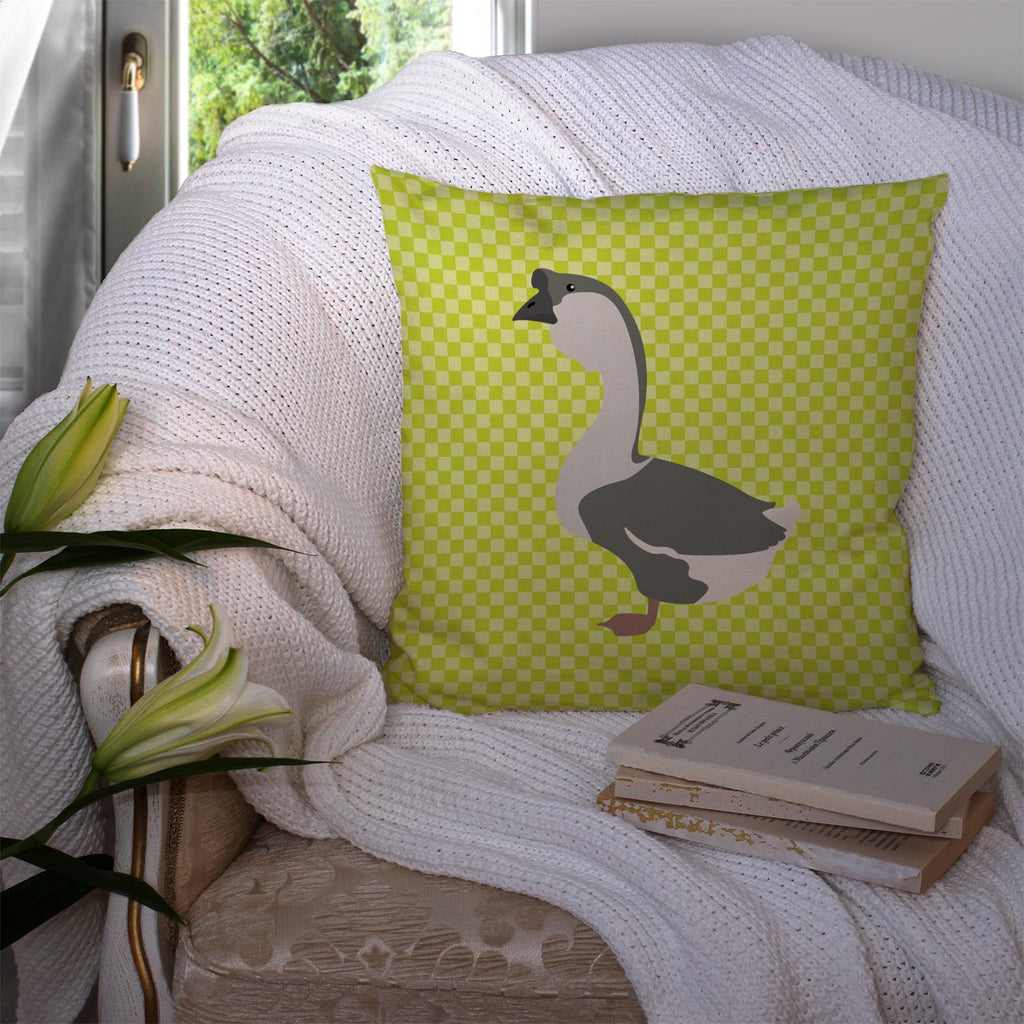 African Goose Green Decorative Throw Pillow 14x14 Indoor Outdoor Accent Cushion, Fabric Cover with Insert for Sofa, Bed, Porch & Living Room
