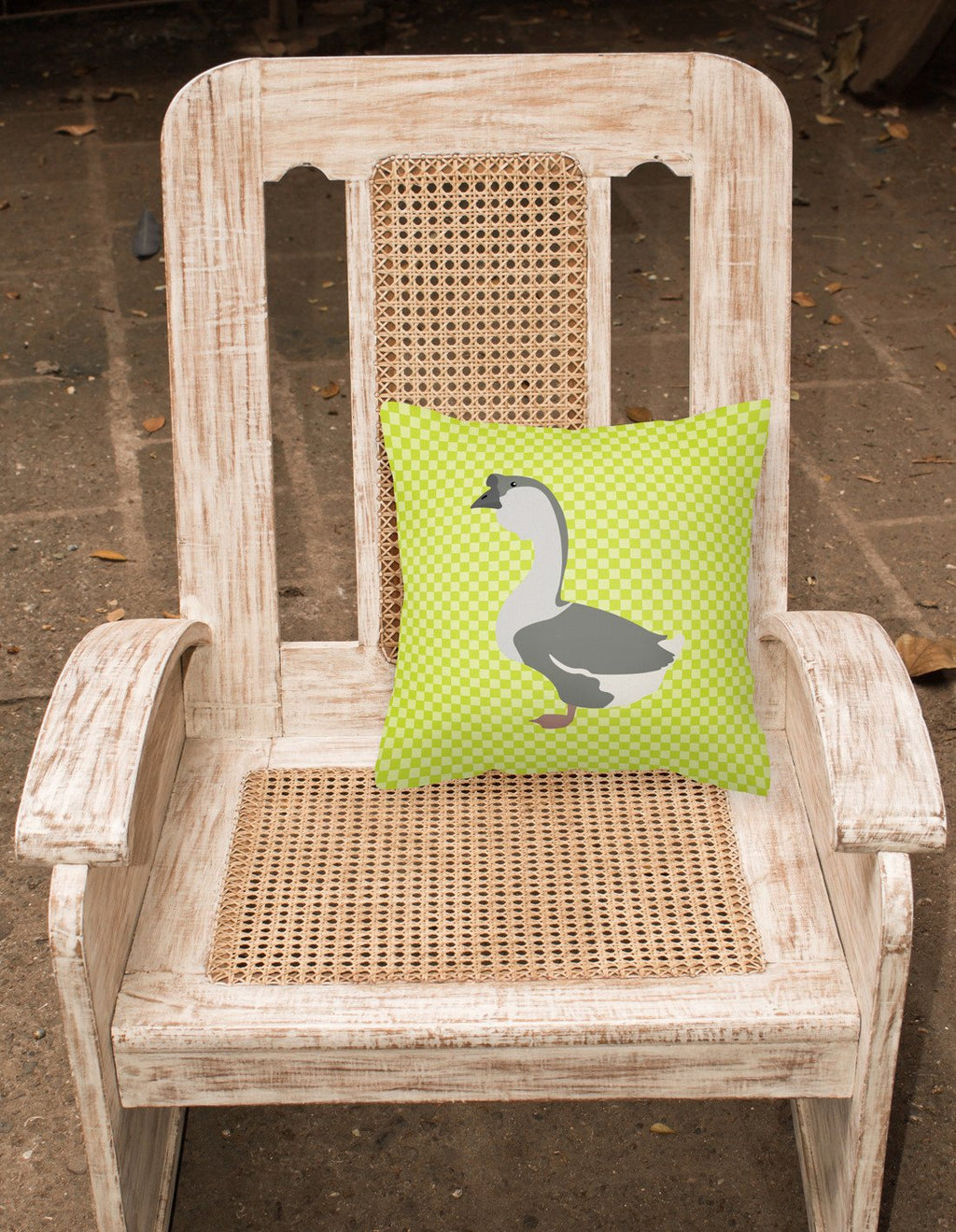 African Goose Green Decorative Throw Pillow 18x18 Indoor Outdoor Accent Cushion, Fabric Cover with Insert for Sofa, Bed, Porch & Living Room