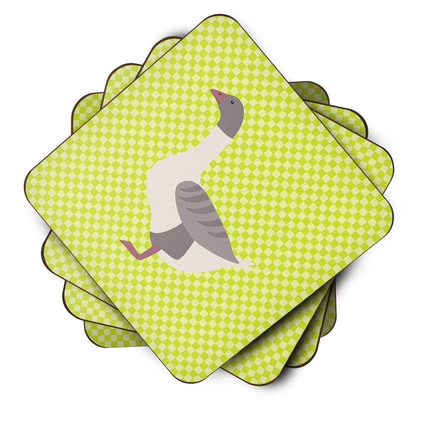 Buff Grey Back Goose Green Foam Coasters Set of 4 Cup Coasters for Indoor Outdoor, Tabletop Protection, Anti Slip, Mouse pad Material