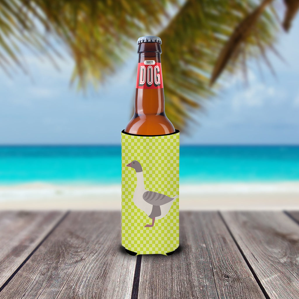 Buff Grey Back Goose Green Slim Can Hugger , Insulated Foam Hugger for 12 oz Slim Cans, Beer Bottles & Water Bottles, Printed in USA