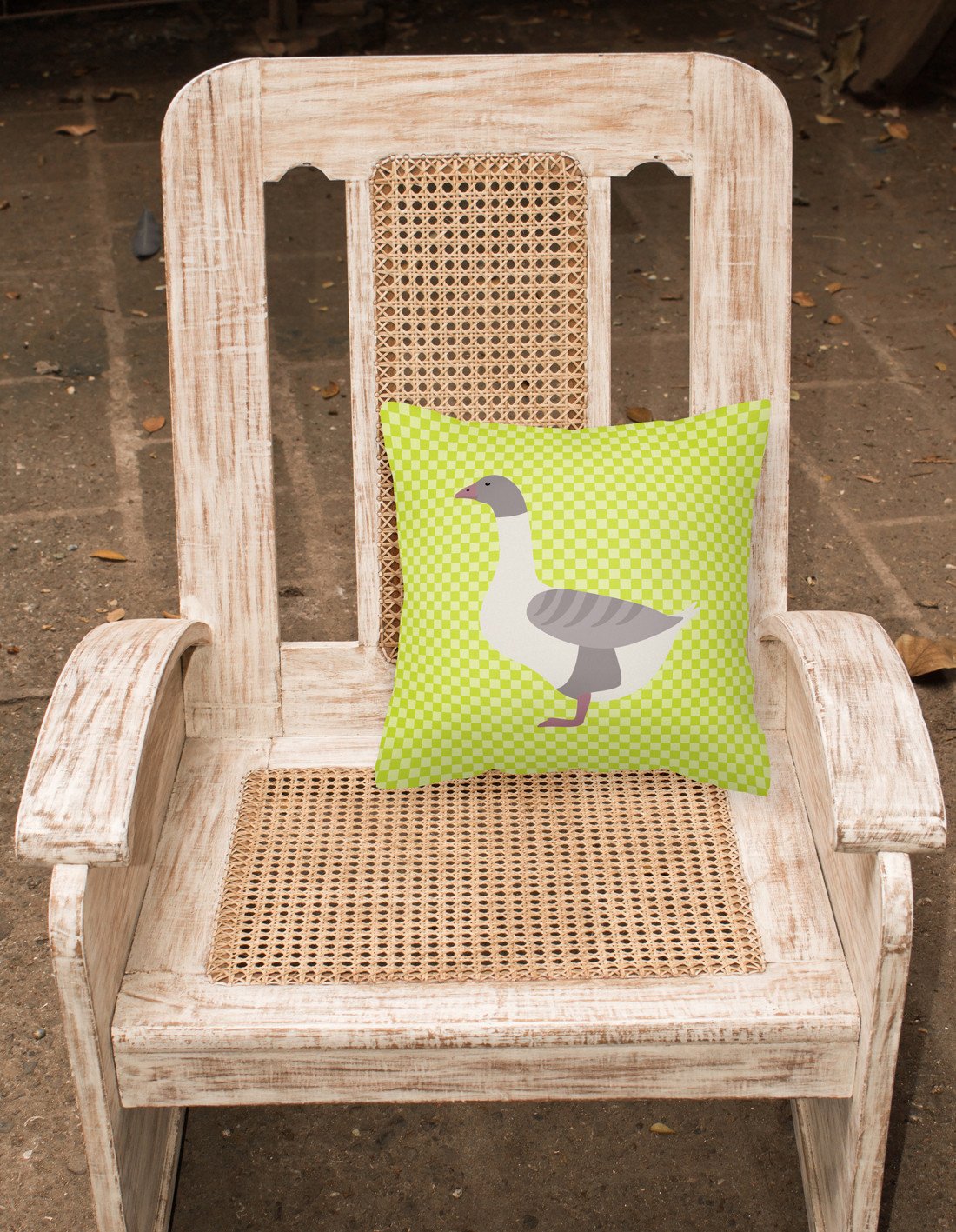 Buff Grey Back Goose Green Decorative Throw Pillow 18x18 Indoor Outdoor Accent Cushion, Fabric Cover with Insert for Sofa, Bed, Porch & Living Room