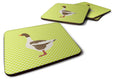 Pomeranian Rogener Goose Green Foam Coasters Set of 4 Cup Coasters for Indoor Outdoor, Tabletop Protection, Anti Slip, Mouse pad Material