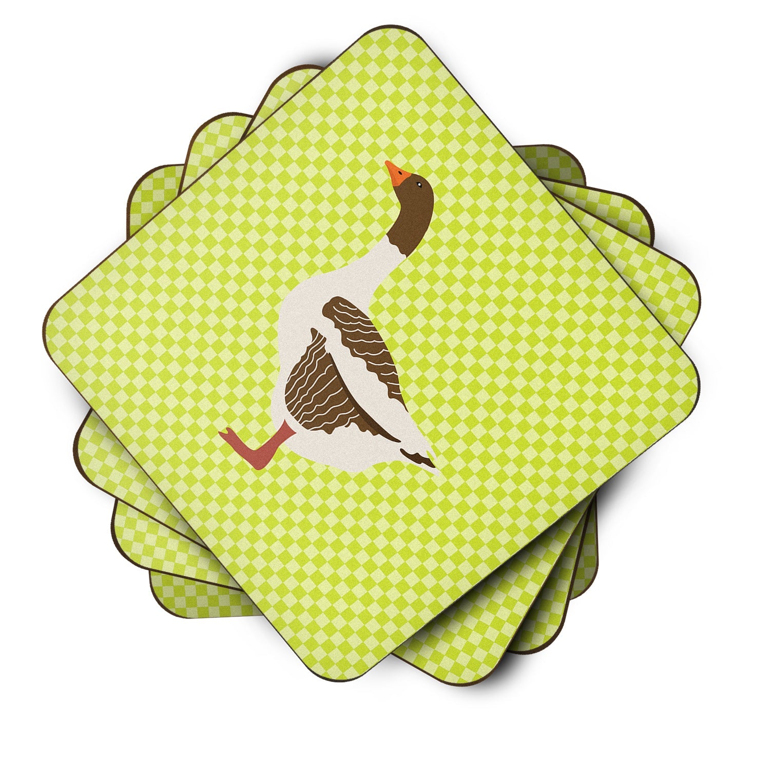 Pomeranian Rogener Goose Green Foam Coasters Set of 4 Cup Coasters for Indoor Outdoor, Tabletop Protection, Anti Slip, Mouse pad Material