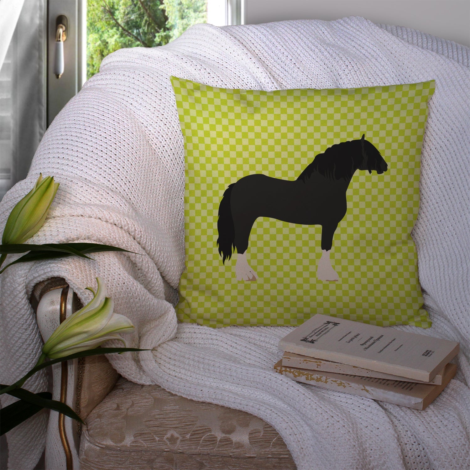 Pomeranian Rogener Goose Green Decorative Throw Pillow 14x14 Indoor Outdoor Accent Cushion, Fabric Cover with Insert for Sofa, Bed, Porch & Living Room