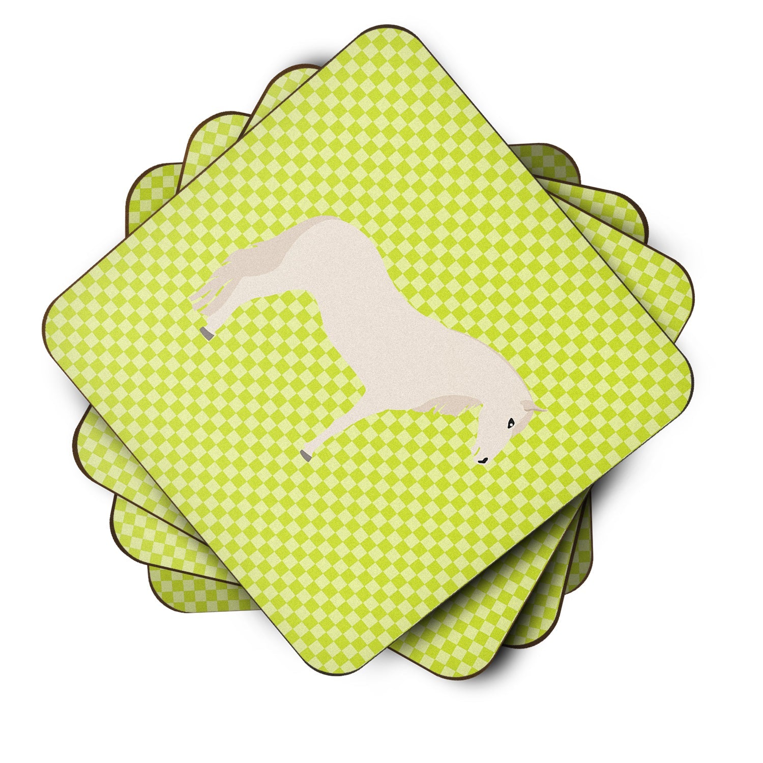 Paso Fino Horse Green Foam Coasters Set of 4 Cup Coasters for Indoor Outdoor, Tabletop Protection, Anti Slip, Mouse pad Material