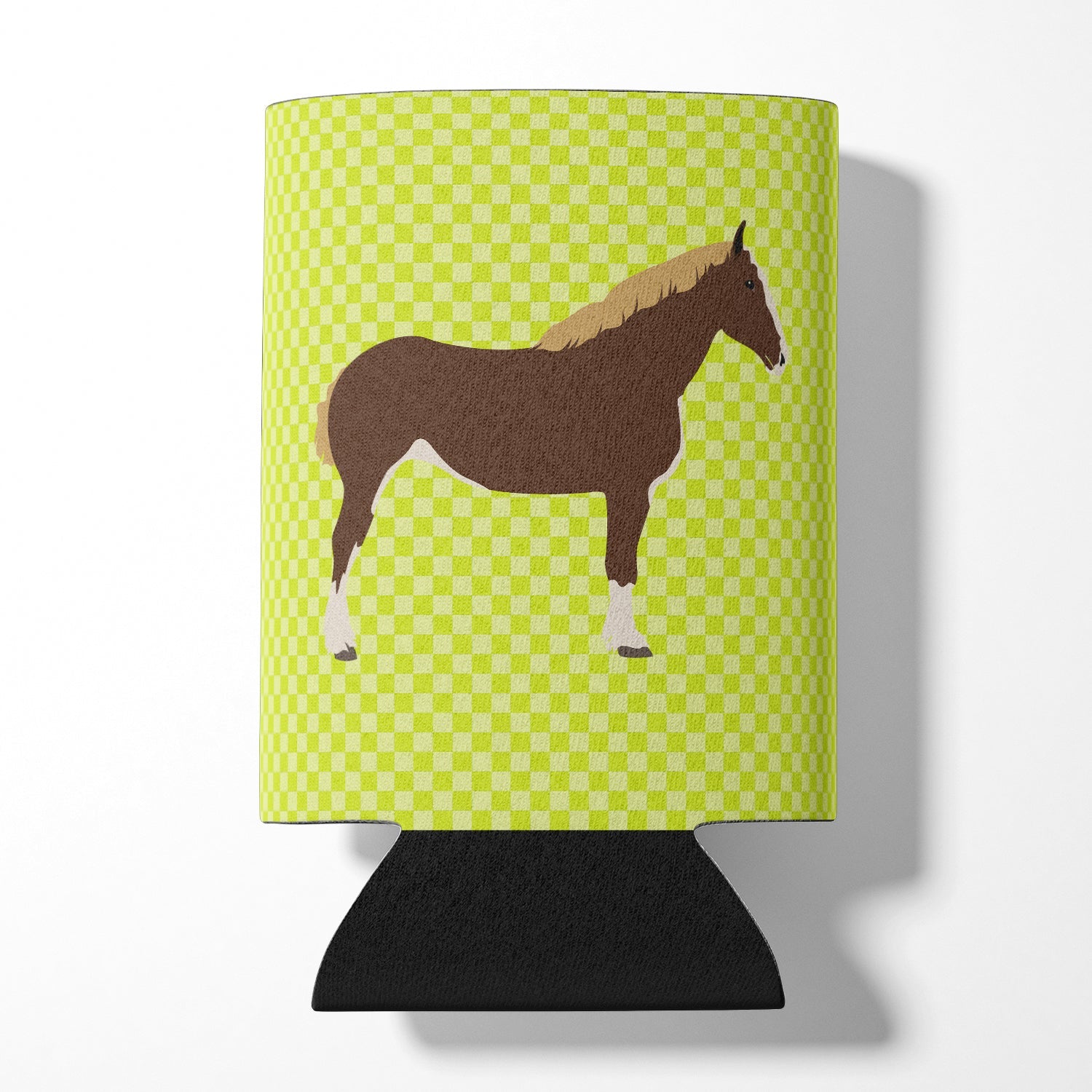 Percheron Horse Green Can or Bottle Hugger Cooler Sleeve for Standard 12 oz Cans, Insulated Foam Beer & Soda Can Hugger Reusable