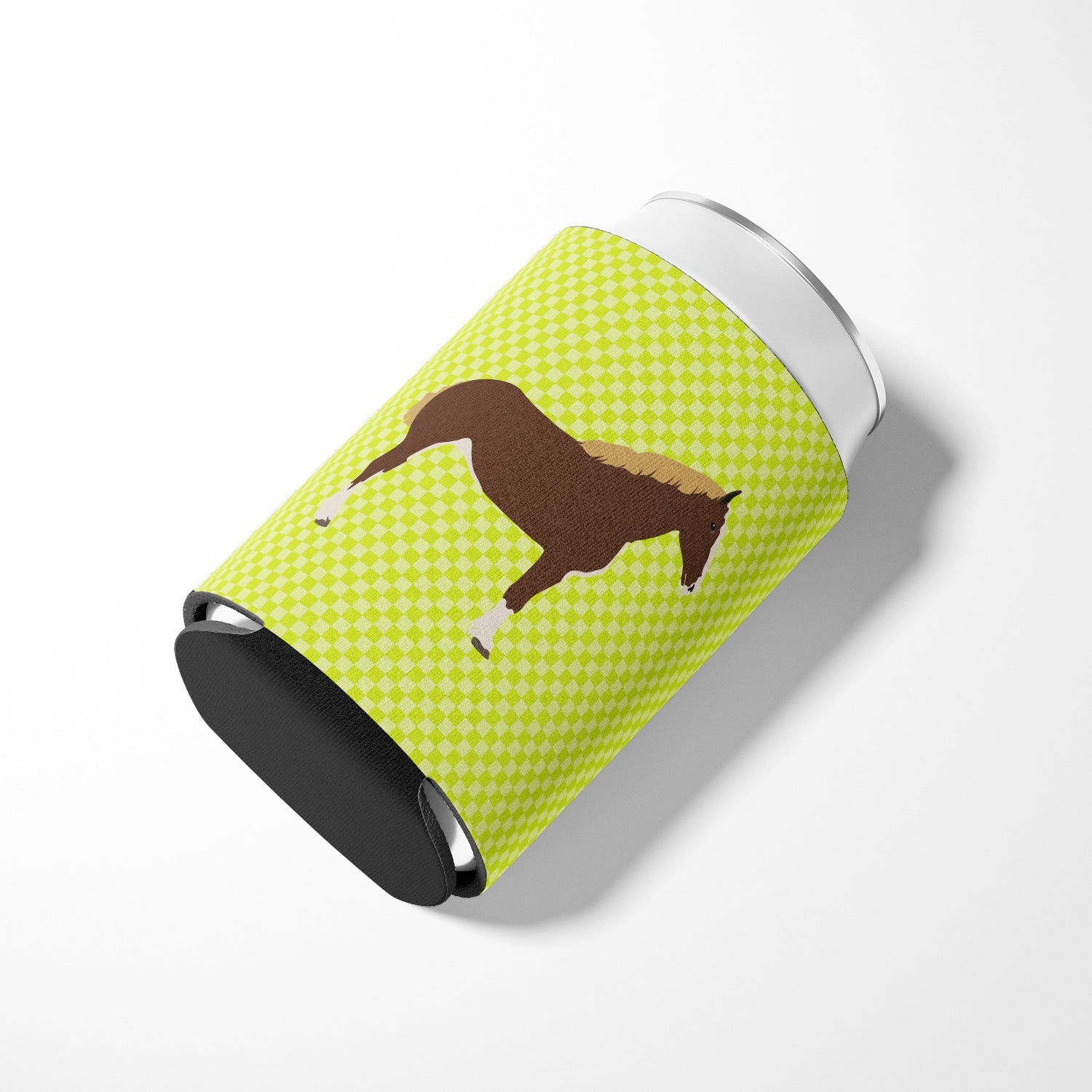 Percheron Horse Green Can or Bottle Hugger Cooler Sleeve for Standard 12 oz Cans, Insulated Foam Beer & Soda Can Hugger Reusable