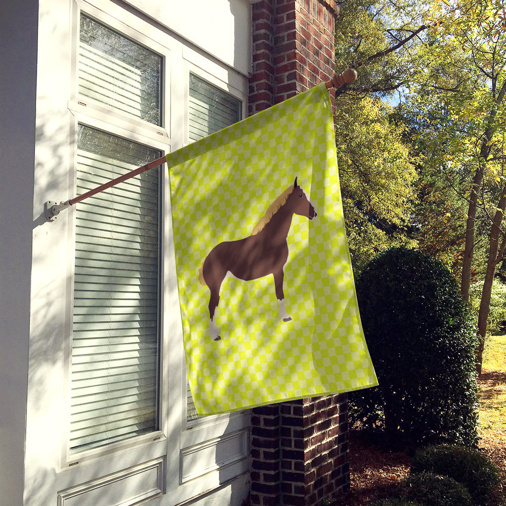 Percheron Horse Green House Flag 28x40 Porch Sleeve Pole Decorative Outside Yard Banner Artwork Wall Hanging, Polyester