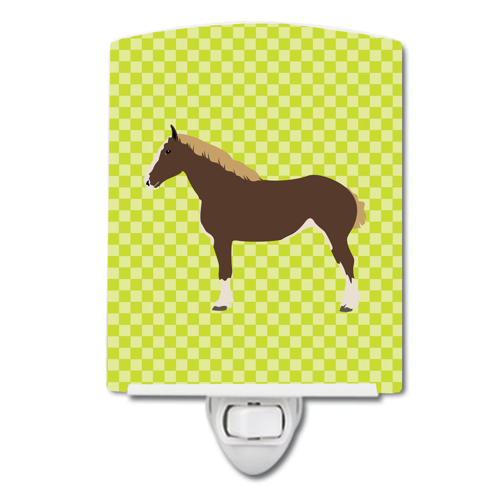 Percheron Horse Green Ceramic Night Light Compact, UL-Certified, Ideal for Bedroom, Bathroom, Nursery, Hallway, Kitchen, 6x4x3, Multicolor