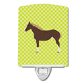 Percheron Horse Green Ceramic Night Light Compact, UL-Certified, Ideal for Bedroom, Bathroom, Nursery, Hallway, Kitchen, 6x4x3, Multicolor