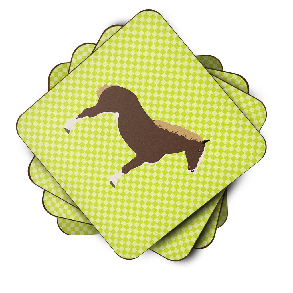 Percheron Horse Green Foam Coasters Set of 4 Cup Coasters for Indoor Outdoor, Tabletop Protection, Anti Slip, Mouse pad Material