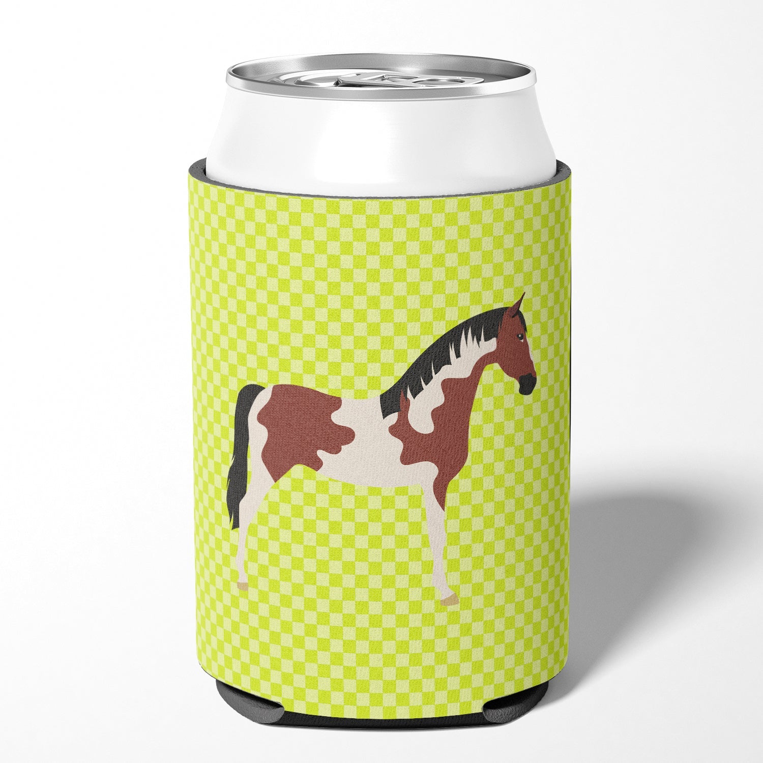 Pinto Horse Green Can or Bottle Hugger Cooler Sleeve for Standard 12 oz Cans, Insulated Foam Beer & Soda Can Hugger Reusable