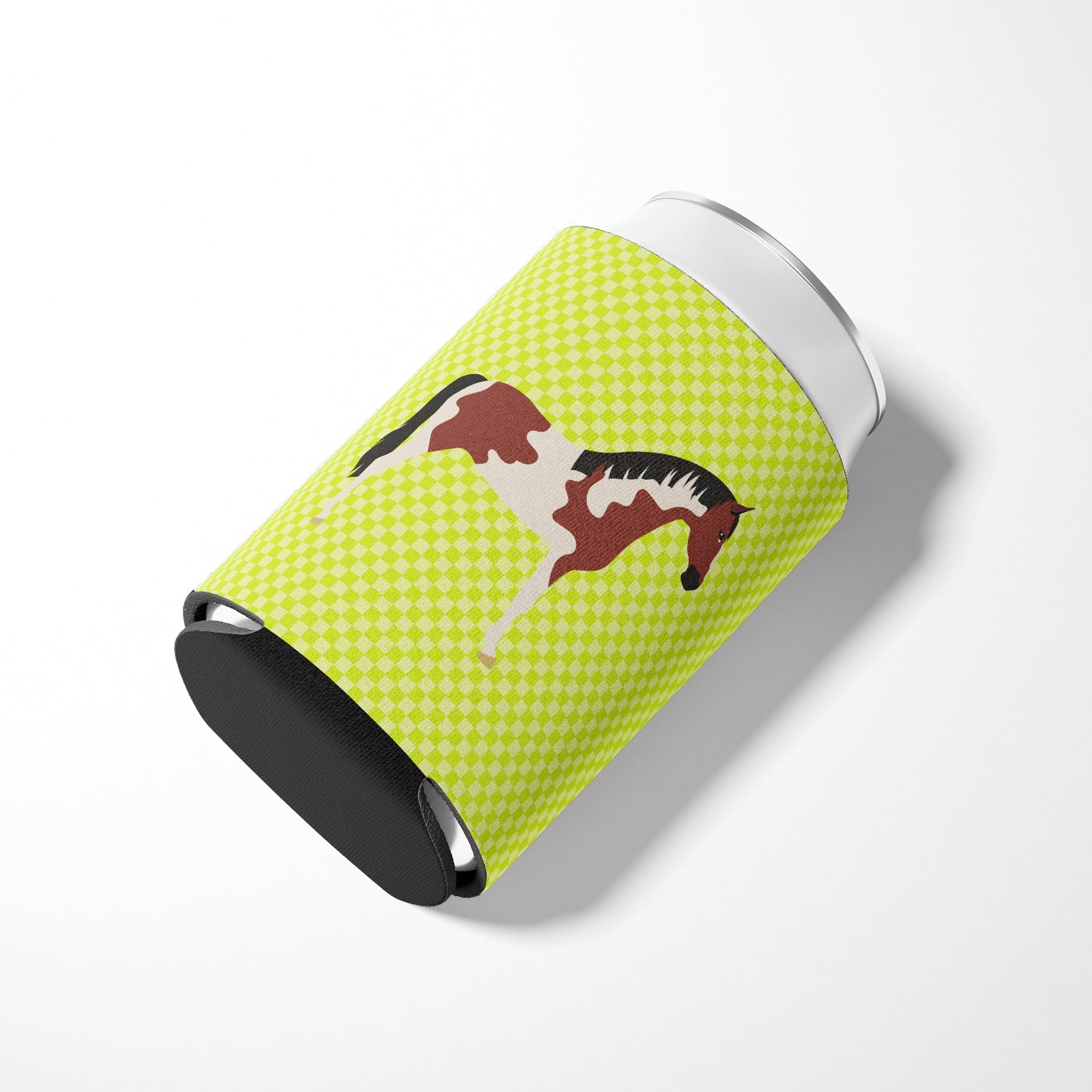 Pinto Horse Green Can or Bottle Hugger Cooler Sleeve for Standard 12 oz Cans, Insulated Foam Beer & Soda Can Hugger Reusable