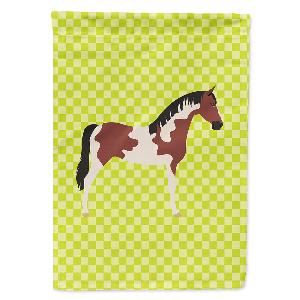 Pinto Horse Green House Flag 28x40 Porch Sleeve Pole Decorative Outside Yard Banner Artwork Wall Hanging, Polyester