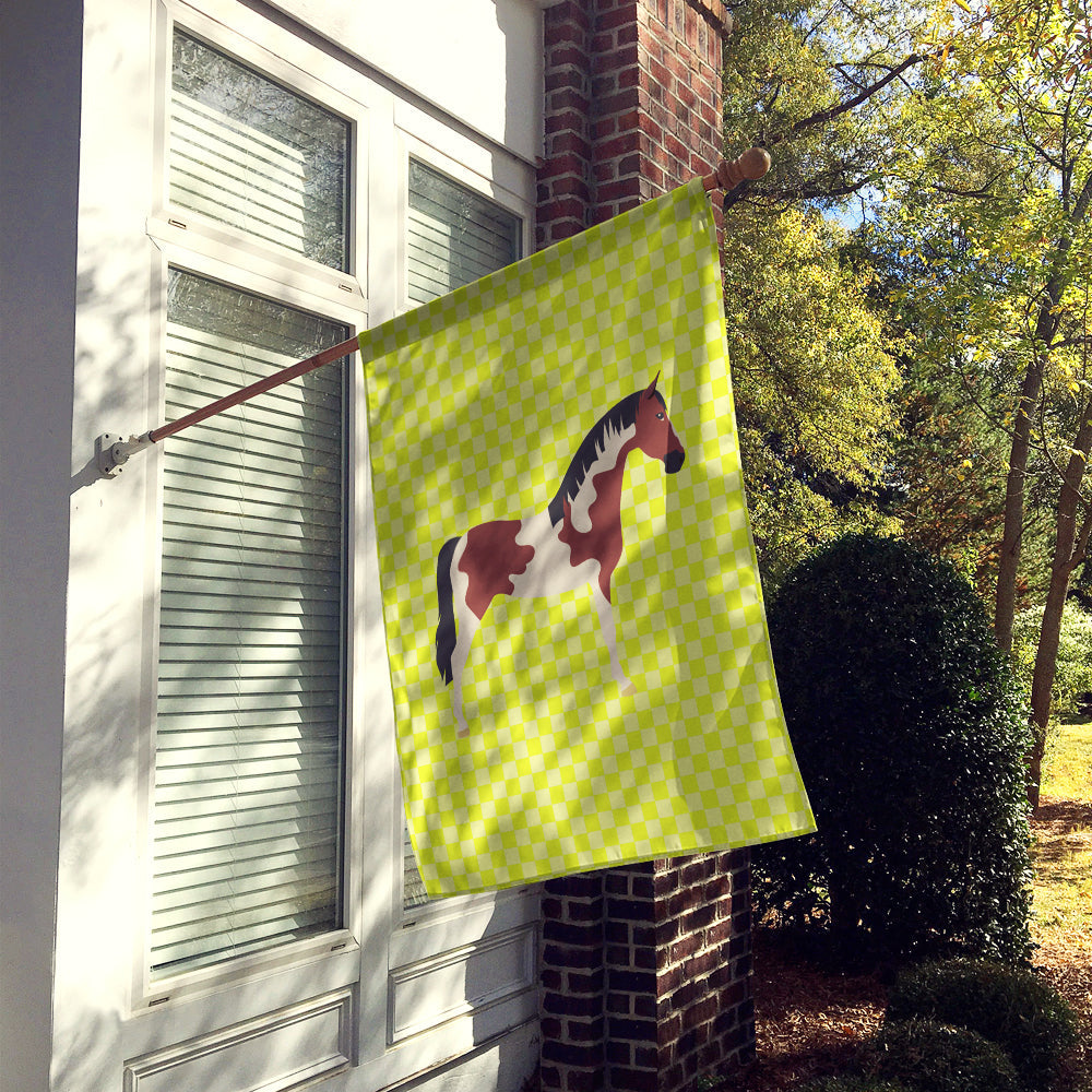 Pinto Horse Green House Flag 28x40 Porch Sleeve Pole Decorative Outside Yard Banner Artwork Wall Hanging, Polyester