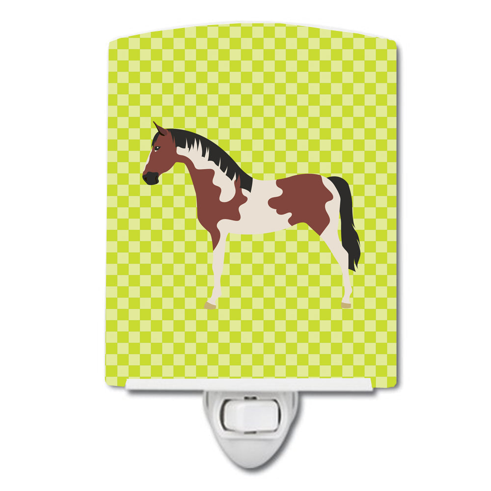 Pinto Horse Green Ceramic Night Light Compact, UL-Certified, Ideal for Bedroom, Bathroom, Nursery, Hallway, Kitchen, 6x4x3, Multicolor