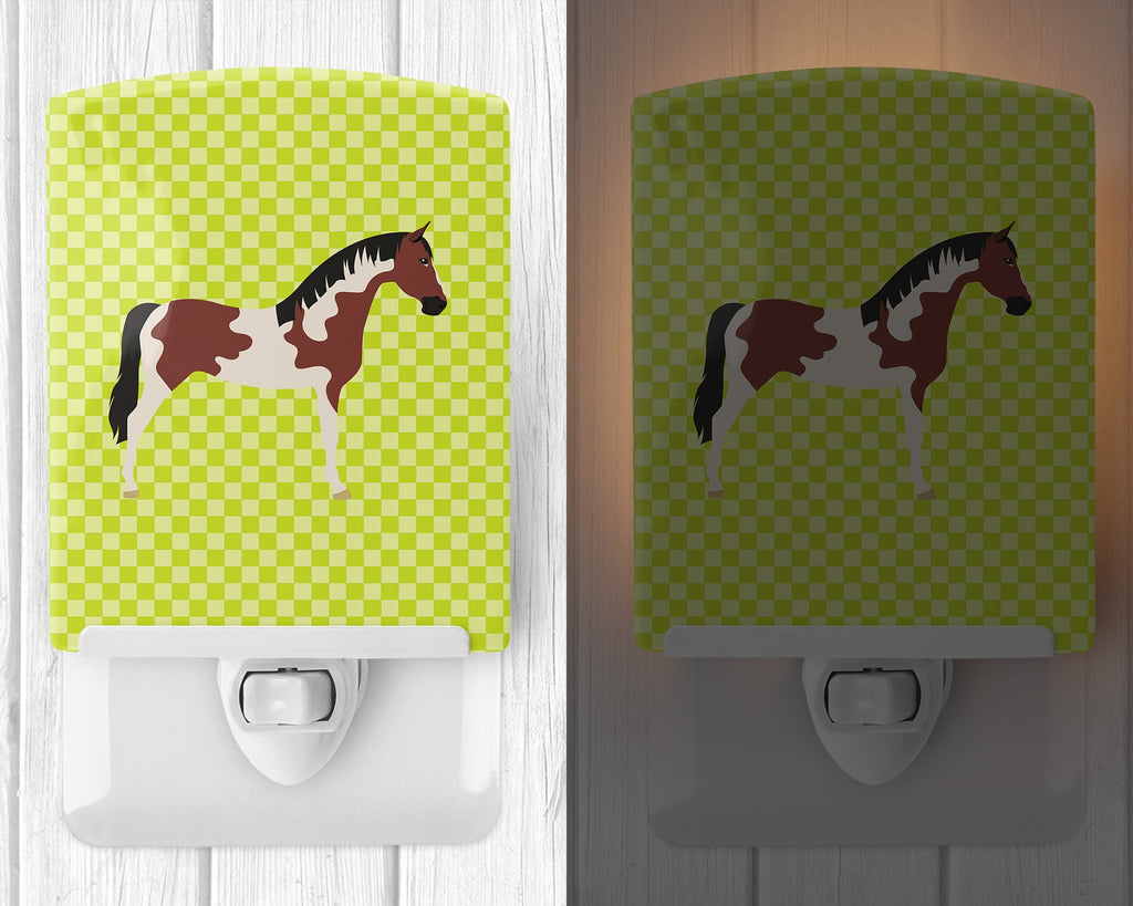 Pinto Horse Green Ceramic Night Light Compact, UL-Certified, Ideal for Bedroom, Bathroom, Nursery, Hallway, Kitchen, 6x4x3, Multicolor
