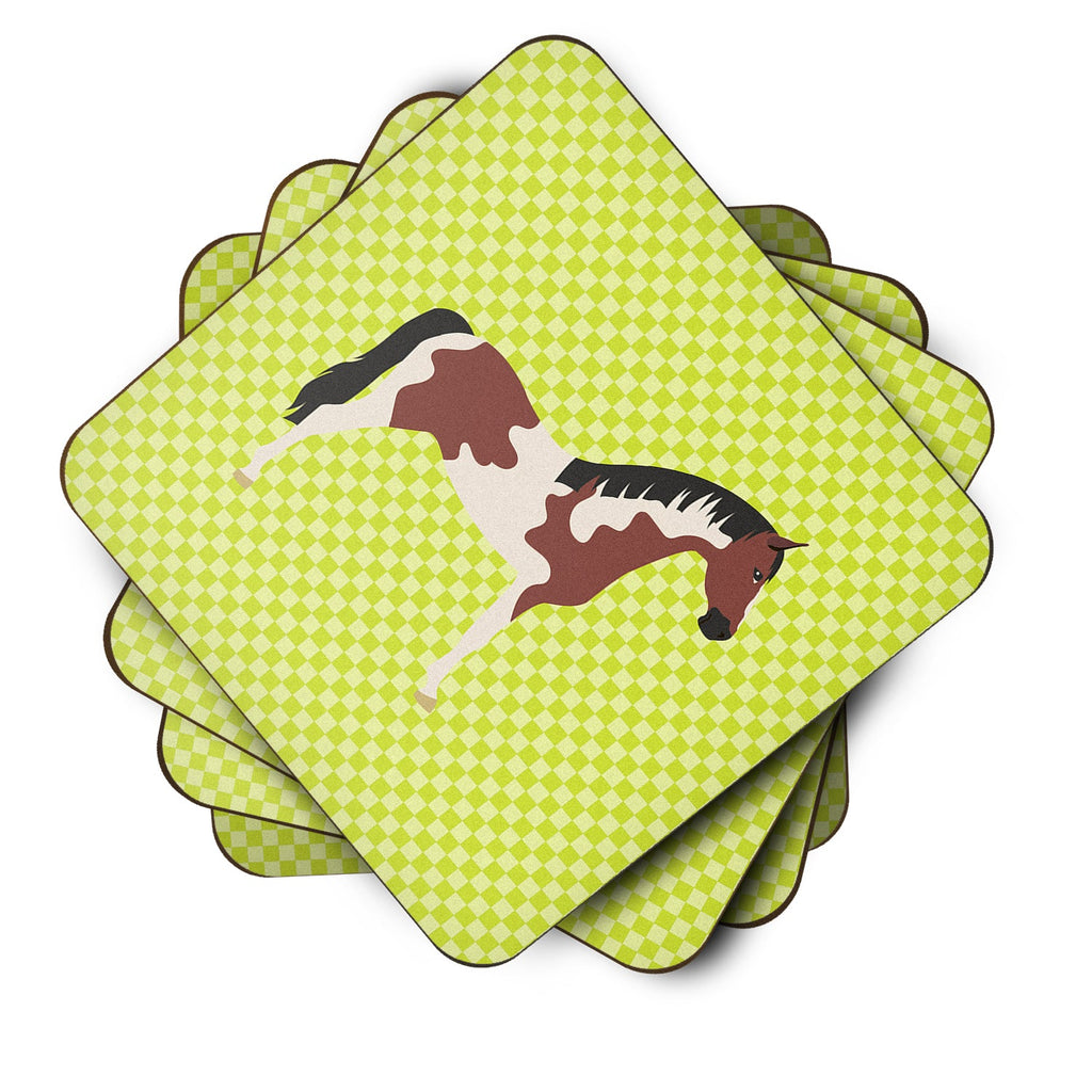 Pinto Horse Green Foam Coasters Set of 4 Cup Coasters for Indoor Outdoor, Tabletop Protection, Anti Slip, Mouse pad Material