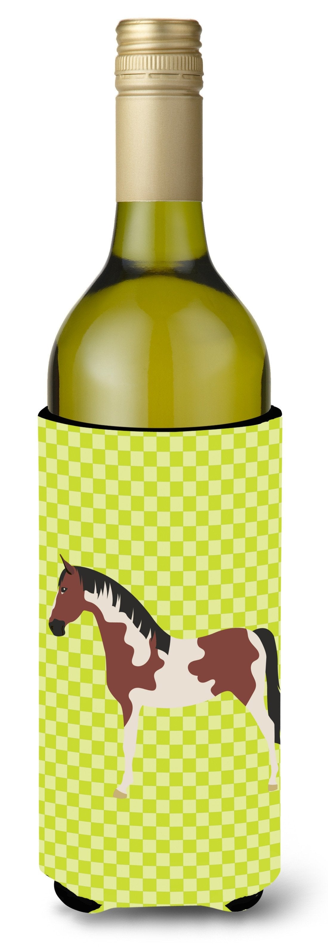 Pinto Horse Green Wine Bottle Hugger Gift Sleeve for Standard 750 ml Bottles, Insulated Reusable Also Fits Mini Shot & Pint Bottles