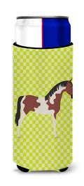 Pinto Horse Green Slim Can Hugger , Insulated Foam Hugger for 12 oz Slim Cans, Beer Bottles & Water Bottles, Printed in USA