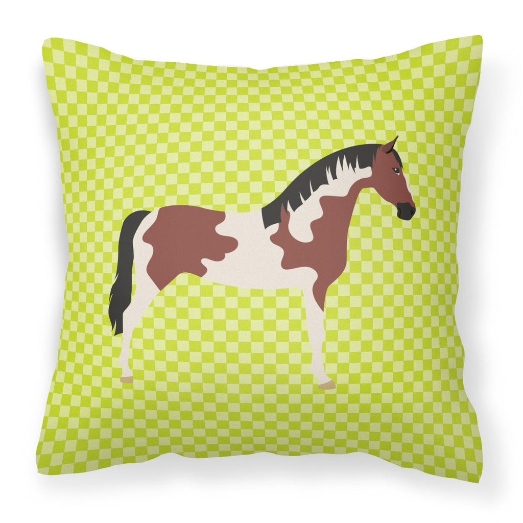 Pinto Horse Green Decorative Throw Pillow 18x18 Indoor Outdoor Accent Cushion, Fabric Cover with Insert for Sofa, Bed, Porch & Living Room