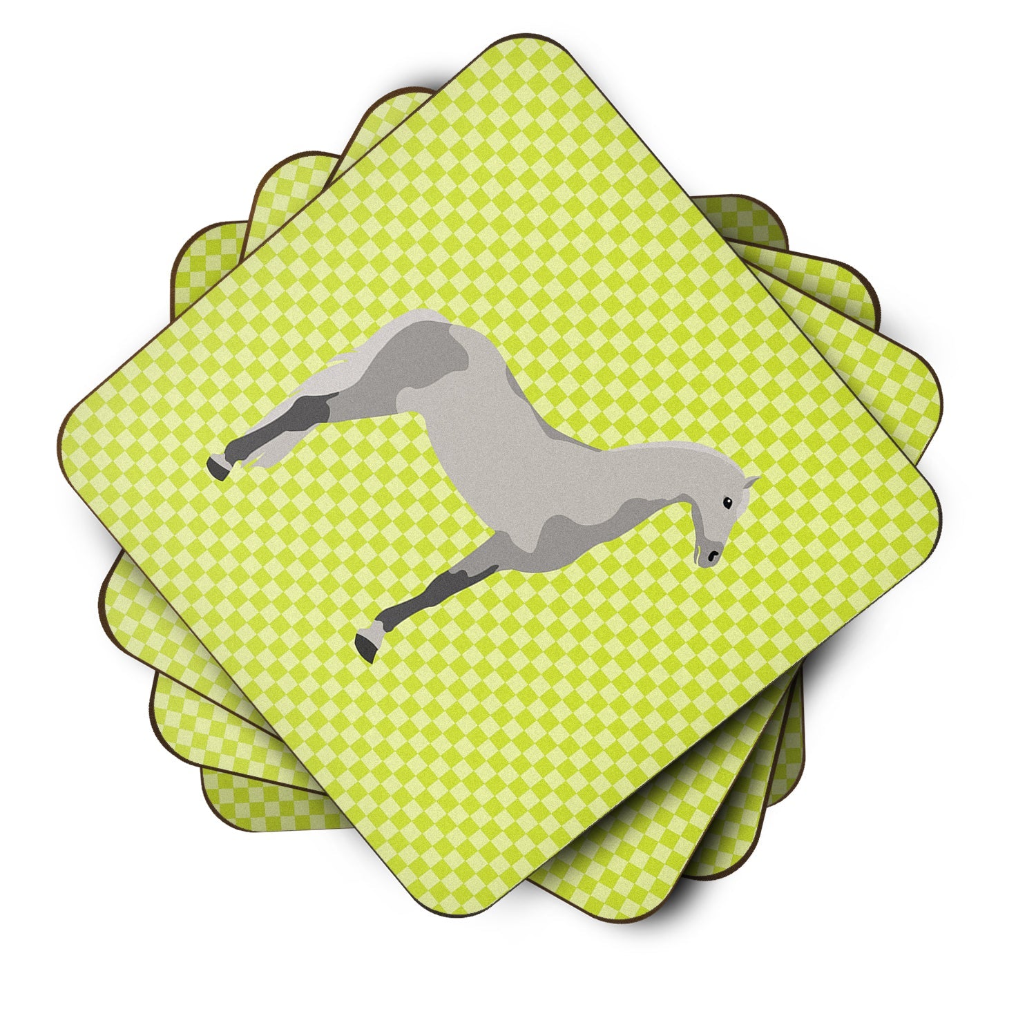 Orlov Trotter Horse Green Foam Coasters Set of 4 Cup Coasters for Indoor Outdoor, Tabletop Protection, Anti Slip, Mouse pad Material