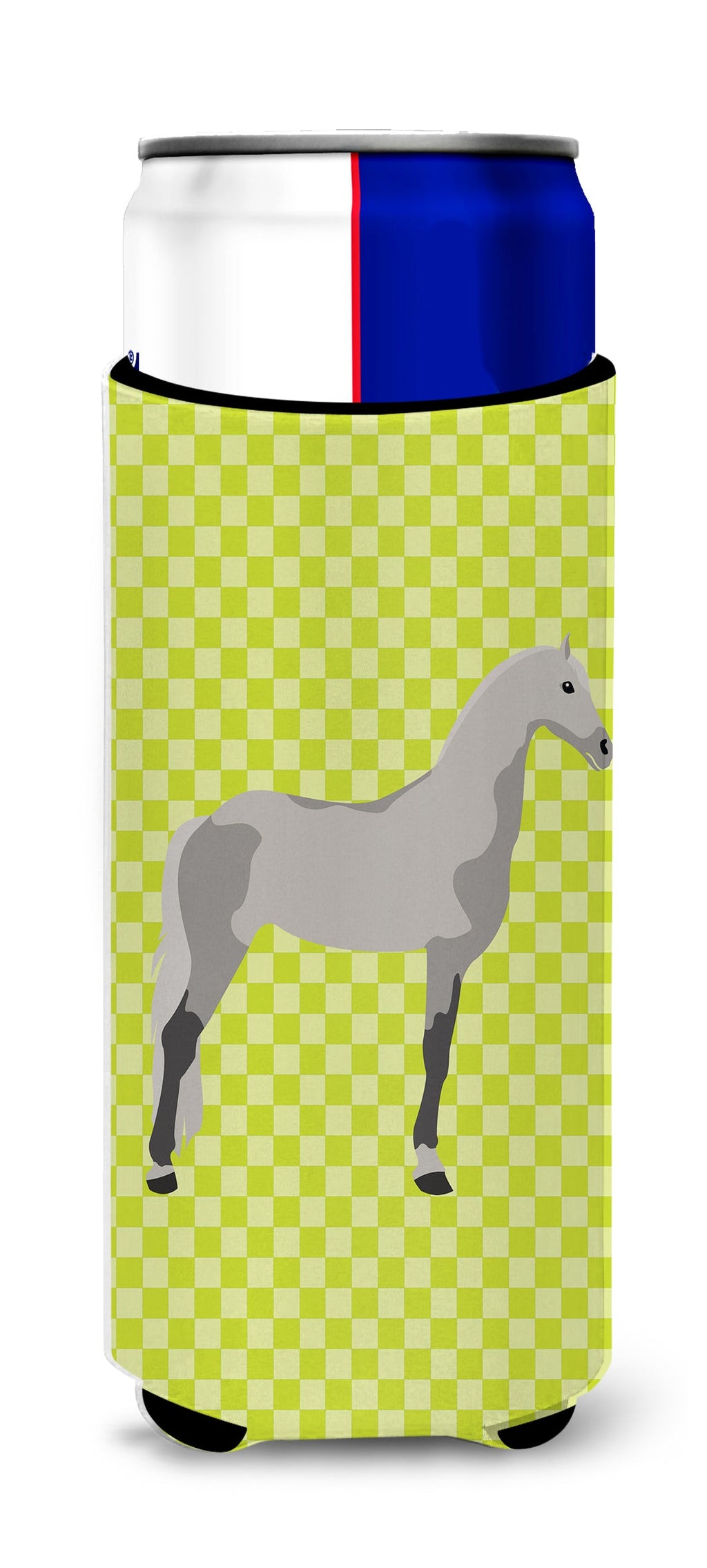 Orlov Trotter Horse Green Slim Can Hugger , Insulated Foam Hugger for 12 oz Slim Cans, Beer Bottles & Water Bottles, Printed in USA