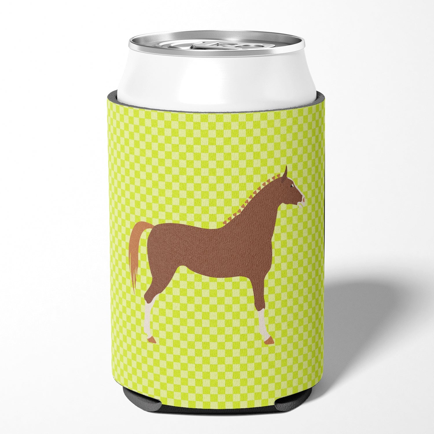 Hannoverian Horse Green Can or Bottle Hugger Cooler Sleeve for Standard 12 oz Cans, Insulated Foam Beer & Soda Can Hugger Reusable