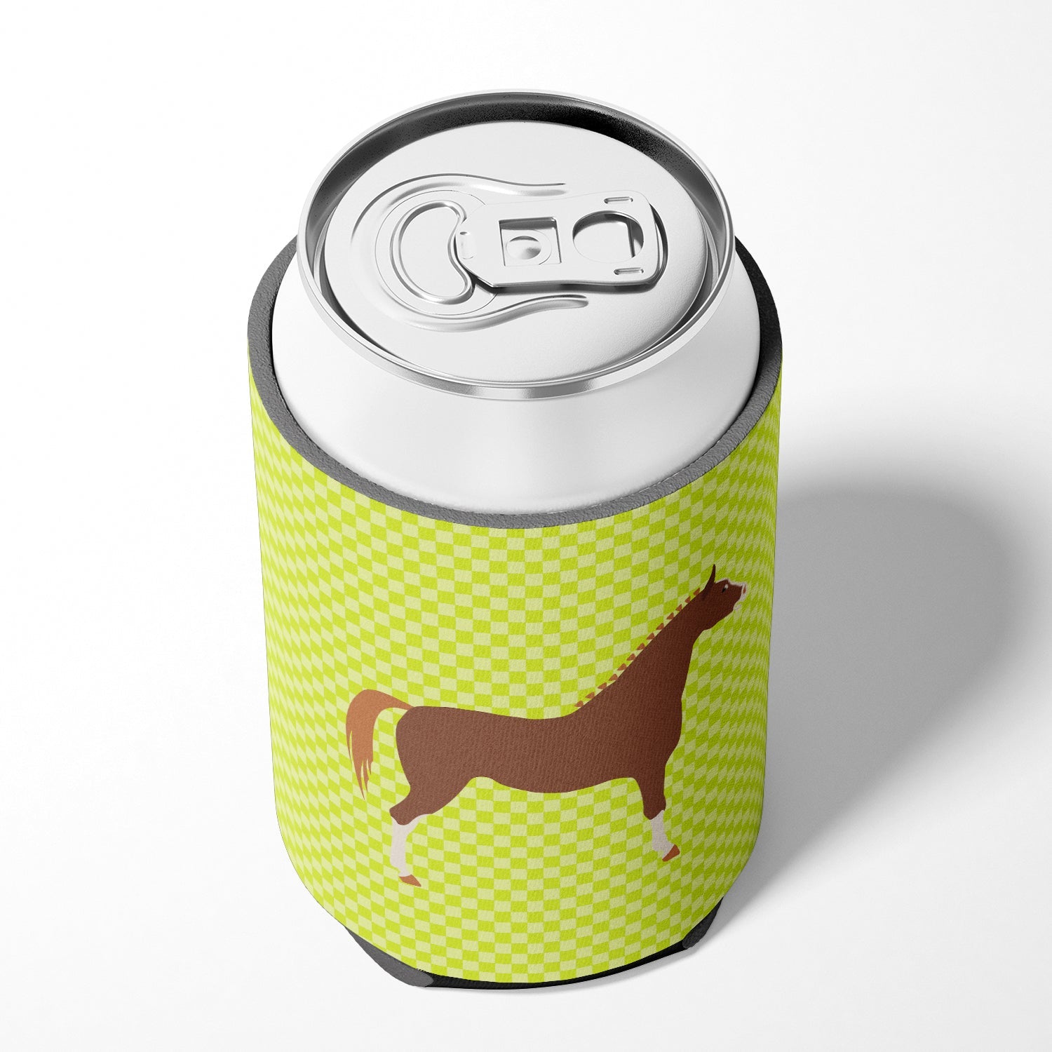 Hannoverian Horse Green Can or Bottle Hugger Cooler Sleeve for Standard 12 oz Cans, Insulated Foam Beer & Soda Can Hugger Reusable
