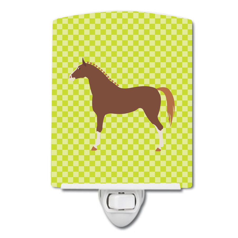 Hannoverian Horse Green Ceramic Night Light Compact, UL-Certified, Ideal for Bedroom, Bathroom, Nursery, Hallway, Kitchen, 6x4x3, Multicolor