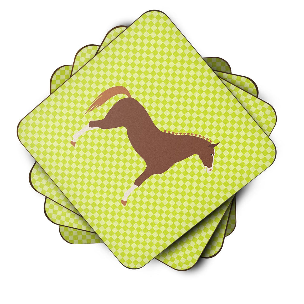 Hannoverian Horse Green Foam Coasters Set of 4 Cup Coasters for Indoor Outdoor, Tabletop Protection, Anti Slip, Mouse pad Material